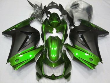 08-12 Vert & Noir Mat Kawasaki Ninja 250 Carénage Moto