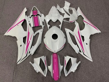 08-16 Blanc Brillant & Rose Yamaha R6 Carénage Moto