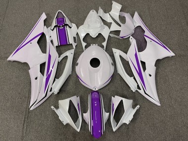08-16 Blanc Brillant & Violet Yamaha R6 Carénage Moto