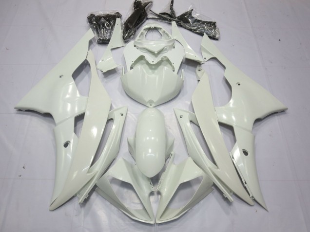 08-16 Blanc Brillant Yamaha R6 Carénage Moto 08-16 Blanc Brillant Yamaha R6 Carénage Moto