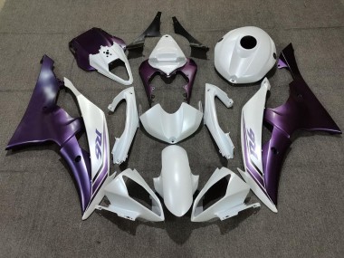 08-16 Blanc Mat & Violet Yamaha R6 Carénage Moto