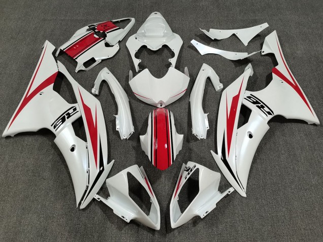 08-16 Blanc Nacré & Rouge Brillant Yamaha R6 Carénage Moto 08-16 Blanc Nacré & Rouge Brillant Yamaha R6 Carénage Moto