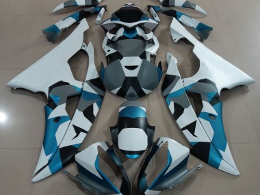 08-16 Neige Bleu Glacier Camo Yamaha R6 Carénage Moto