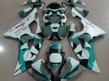 08-16 Neige Verte Écume De Mer Camo Yamaha R6 Carénage Moto