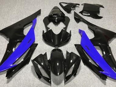 08-16 Noir Brillant & Bleu Yamaha R6 Carénage Moto