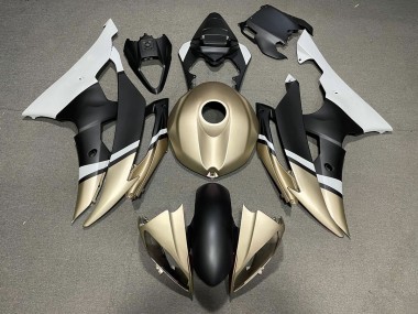 08-16 Noir Mat & Or Yamaha R6 Carénage Moto