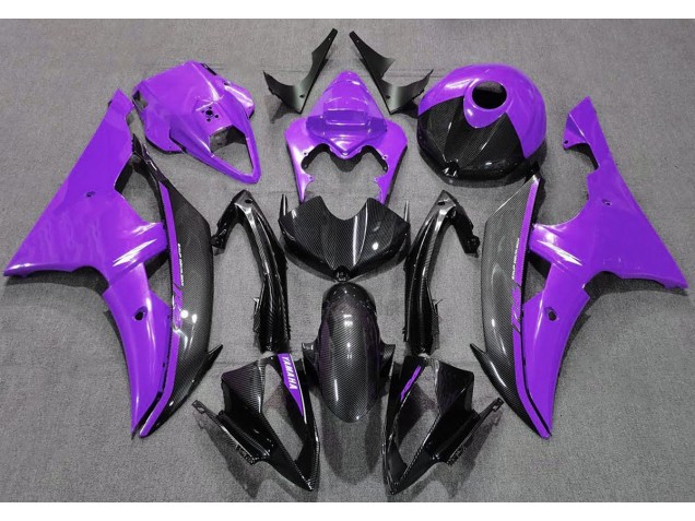 08-16 Violet Brillant & Fibre De Carbone Yamaha R6 Carénage Moto 08-16 Violet Brillant & Fibre De Carbone Yamaha R6 Carénage Moto