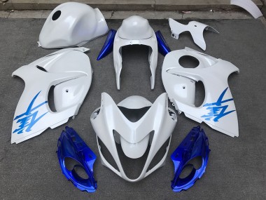 08-20 Blanc Brillant & Bleu Suzuki GSXR 1300 Carénage Moto
