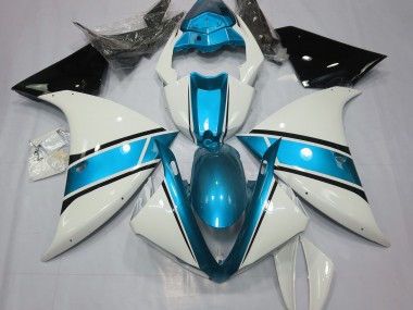 09-11 Blanc Brillant & Bleu Clair Yamaha R1 Carénage Moto