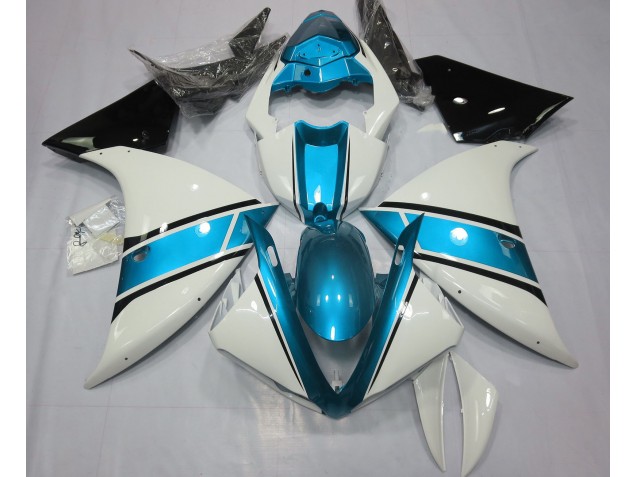 09-11 Blanc Brillant & Bleu Clair Yamaha R1 Carénage Moto