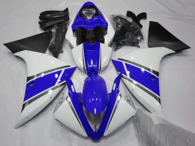 09-11 Blanc Brillant & Bleu Yamaha R1 Carénage Moto