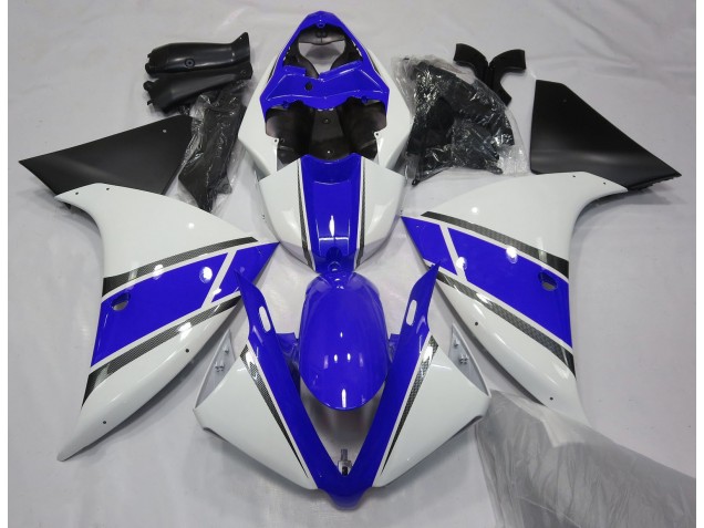 09-11 Blanc Brillant & Bleu Yamaha R1 Carénage Moto 09-11 Blanc Brillant & Bleu Yamaha R1 Carénage Moto
