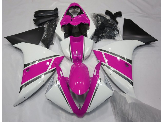 09-11 Blanc Brillant & Rose Yamaha R1 Carénage Moto 09-11 Blanc Brillant & Rose Yamaha R1 Carénage Moto