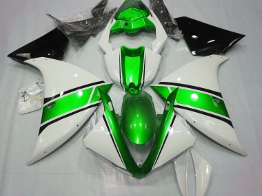 09-11 Blanc Brillant & Vert Métallisé Yamaha R1 Carénage Moto