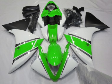 09-11 Blanc Brillant & Vert Yamaha R1 Carénage Moto