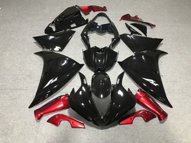 09-11 Noir Brillant & Rouge Yamaha R1 Carénage Moto