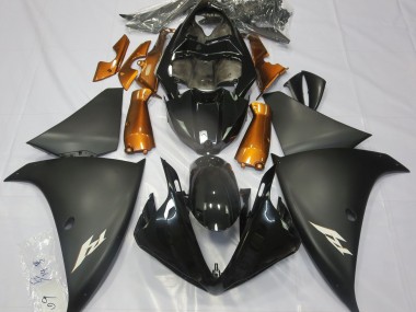 09-11 Noir Mat & Orange Yamaha R1 Carénage Moto