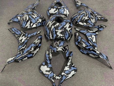 09-12 Bleu & Argent Camo Honda CBR600RR Carénage Moto