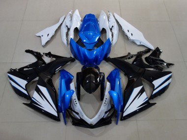 09-16 Blanc Brillant & Noir Avec Rouge Bleu Mat Suzuki GSXR 1000 Carénage Moto