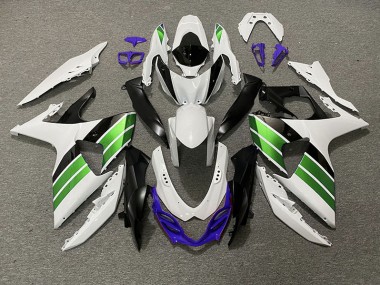 09-16 Blanc Brillant Vert Noir & Violet Suzuki GSXR 1000 Carénage Moto