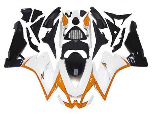 10-15 Blanc Brillant & Orange Aprilia RSV4 1000 Carénage Moto 10-15 Blanc Brillant & Orange Aprilia RSV4 1000 Carénage Moto