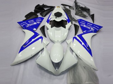12-14 Blanc Brillant & Bleu Yamaha R1 Carénage Moto