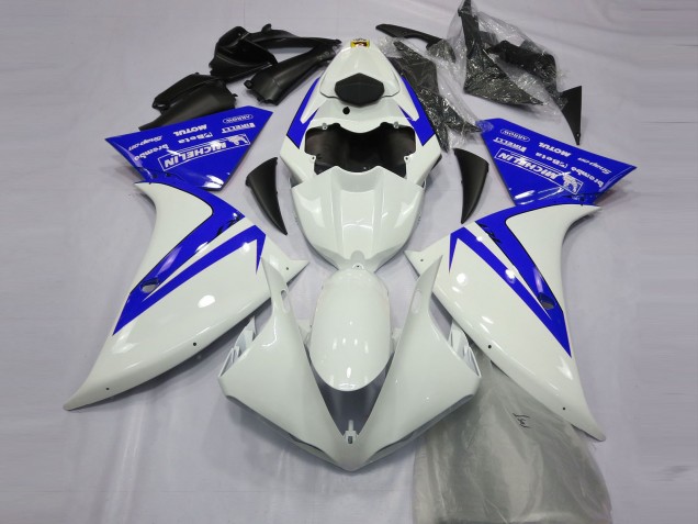 12-14 Blanc Brillant & Bleu Yamaha R1 Carénage Moto