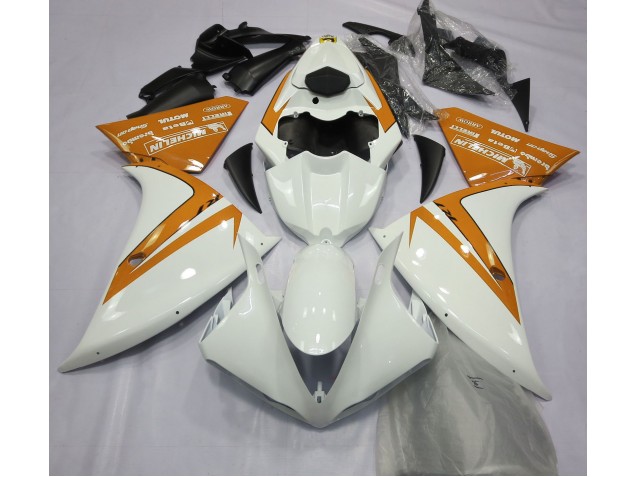 12-14 Blanc Brillant & Orange Yamaha R1 Carénage Moto 12-14 Blanc Brillant & Orange Yamaha R1 Carénage Moto