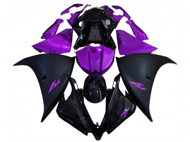 12-14 Noir Mat & Violet Yamaha R1 Carénage Moto