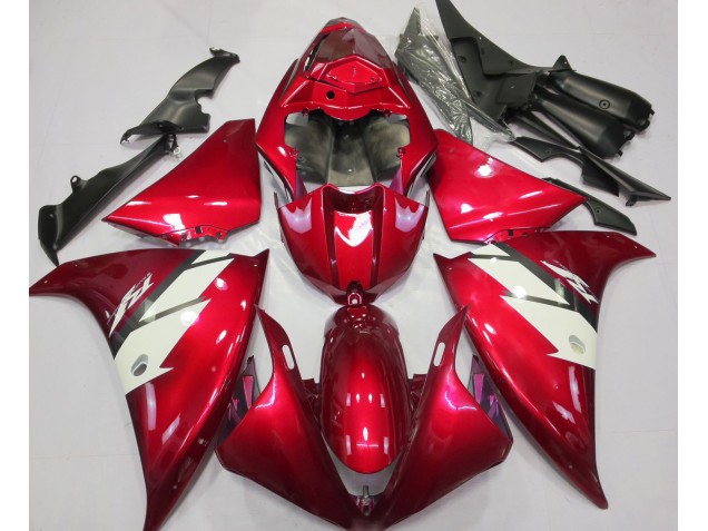 12-14 Rouge Brillant & Blanc Yamaha R1 Carénage Moto 12-14 Rouge Brillant & Blanc Yamaha R1 Carénage Moto
