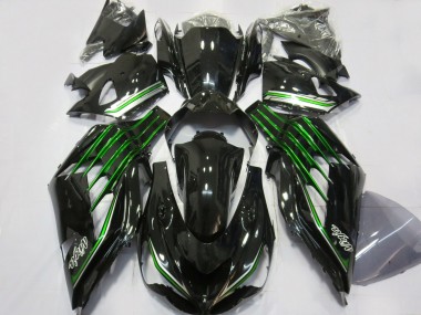 12-21 Noir Brillant Avec Vert Kawasaki ZX14R Carénage Moto