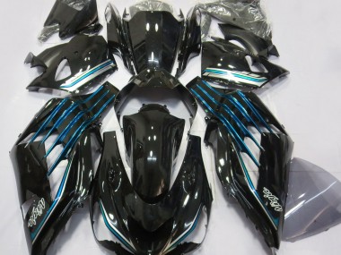 12-21 Noir Brillant & Bleu Clair Kawasaki ZX14R Carénage Moto