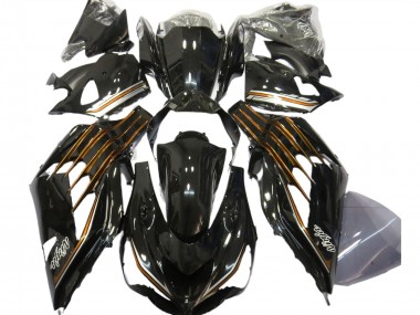12-21 Noir Brillant & Orange Kawasaki ZX14R Carénage Moto