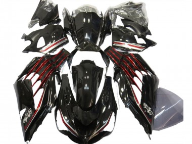 12-21 Noir Brillant & Rouge Kawasaki ZX14R Carénage Moto