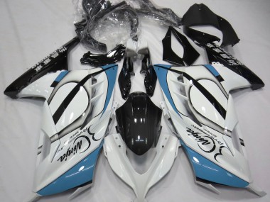 13-18 Blanc Brillant & Bleu Clair Kawasaki Ninja 300 Carénage Moto