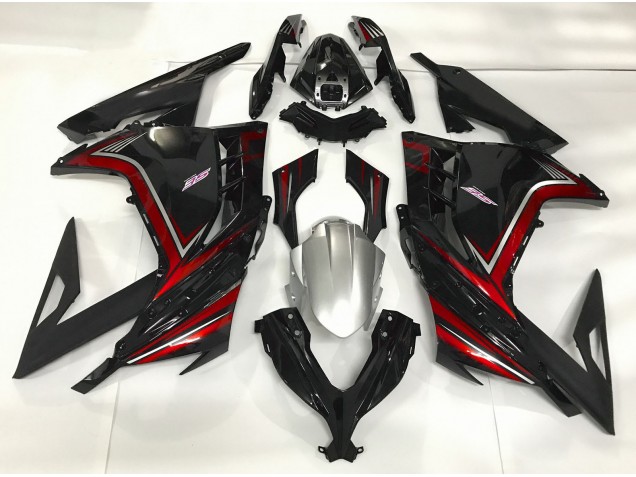 13-18 Noir Brillant & Rouge Kawasaki Ninja 300 Carénage Moto 13-18 Noir Brillant & Rouge Kawasaki Ninja 300 Carénage Moto