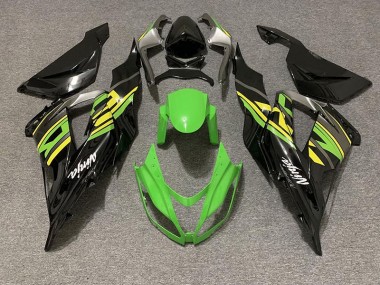 13-18 Noir Brillant & Vert Racing Kawasaki ZX6R Carénage Moto