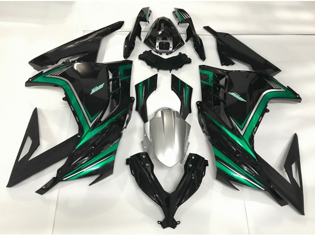 13-18 Noir Brillant & Vert Émeraude Kawasaki Ninja 300 Carénage Moto 13-18 Noir Brillant & Vert Émeraude Kawasaki Ninja 300 Carénage Moto