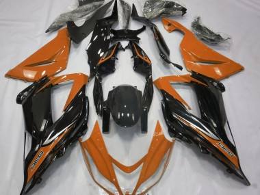 13-18 Noir & Orange Kawasaki ZX6R Carénage Moto
