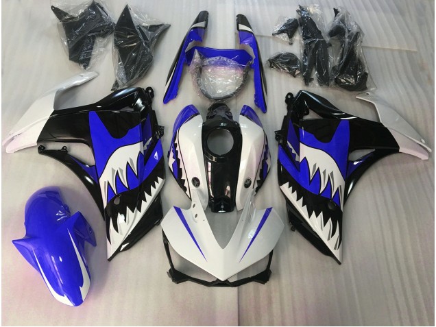 15-18 Requin Bleu & Blanc Yamaha R3 Carénage Moto 15-18 Requin Bleu & Blanc Yamaha R3 Carénage Moto