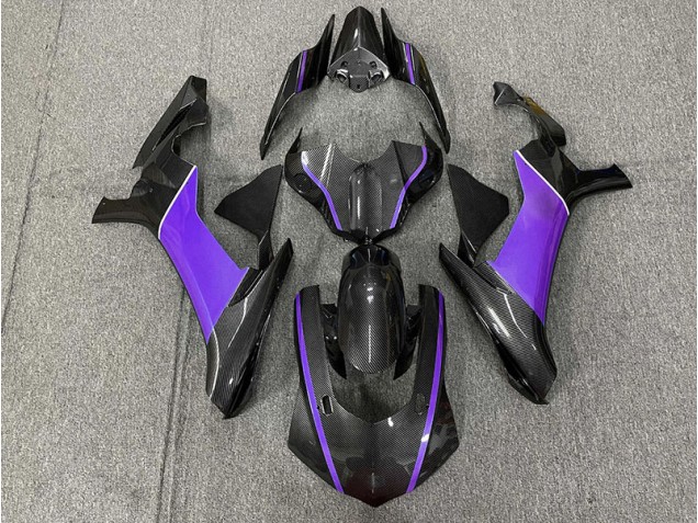 15-19 Fiber De Carbone & Violet Yamaha R1 Carénage Moto