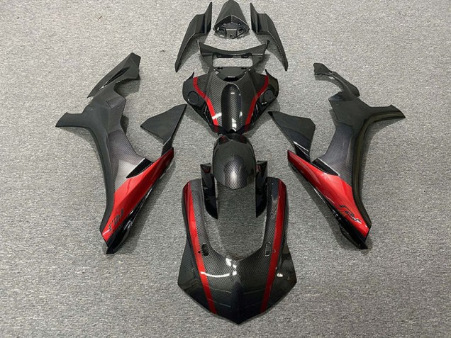 15-19 Fibre De Carbone Style & Rouge Yamaha R1 Carénage Moto 15-19 Fibre De Carbone Style & Rouge Yamaha R1 Carénage Moto