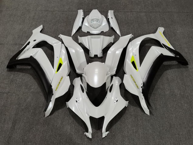 16-19 Blanc Nacré & Jaune Kawasaki ZX10R Carénage Moto 16-19 Blanc Nacré & Jaune Kawasaki ZX10R Carénage Moto