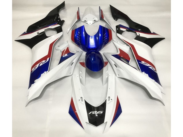 17-21 Blanc Brillant & Bleu Profond Yamaha R6 Carénage Moto