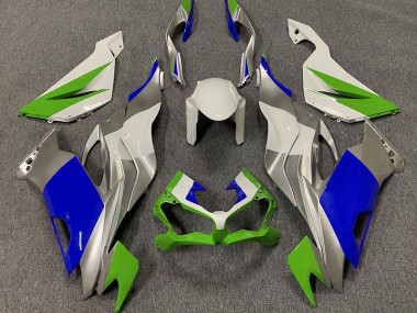 19-23 Vert Brillant Bleu & Argent Kawasaki ZX6R Carénage Moto