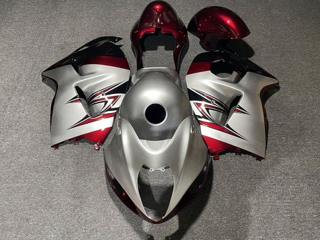 97-07 Argent Brillant & Rouge Bonbon Suzuki GSXR 1300 Carénage Moto