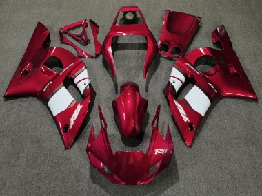 98-02 Rouge Profond & Blanc Yamaha R6 Carénage Moto